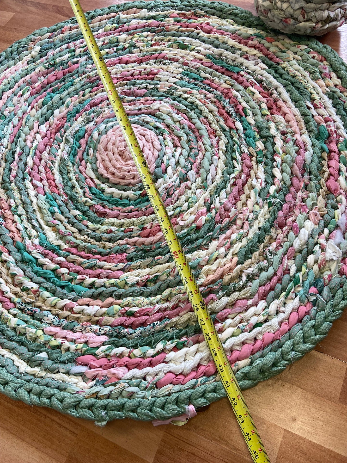 Handmade Pastel Pink and Sage Rug