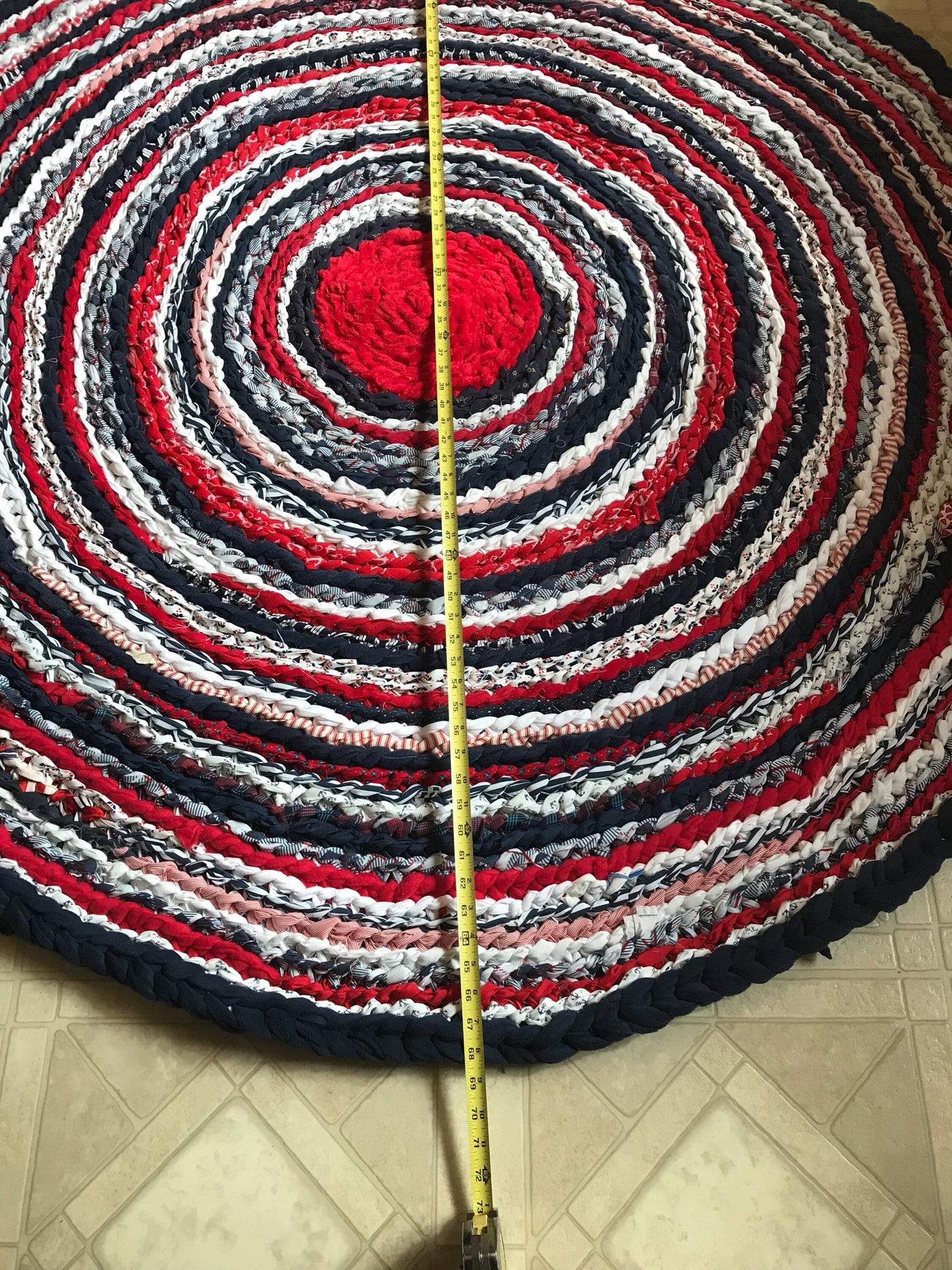 Nautical Red, White, and Blue Handmade Rag Rug