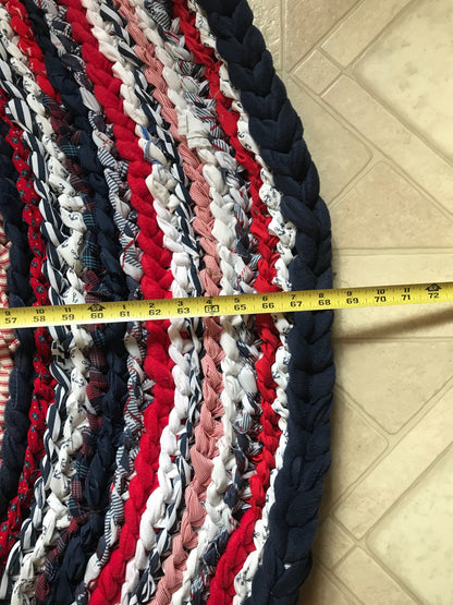 Nautical Red, White, and Blue Handmade Rag Rug