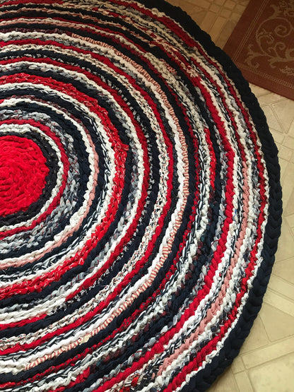 Nautical Red, White, and Blue Handmade Rag Rug