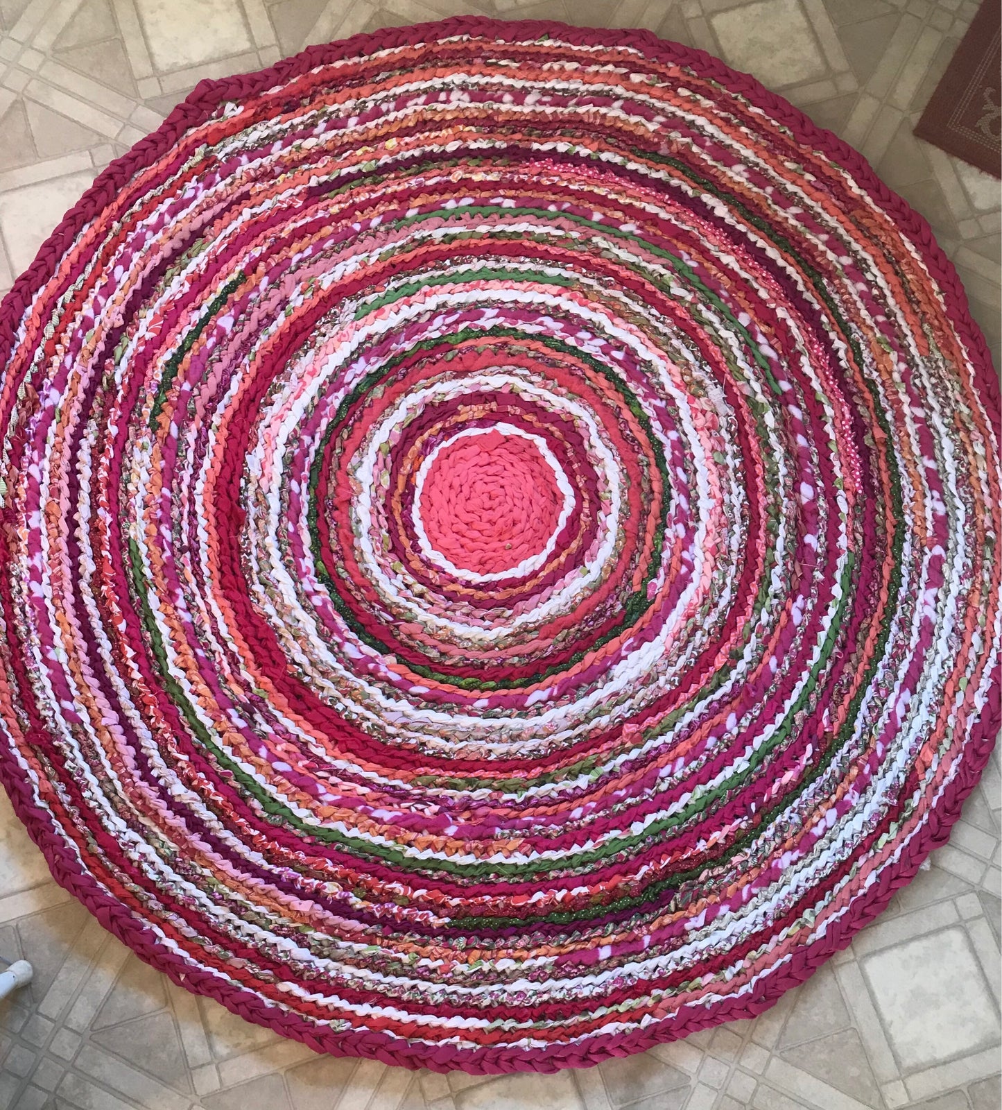 Juicy Watermelon colors Handmade Rag Rug