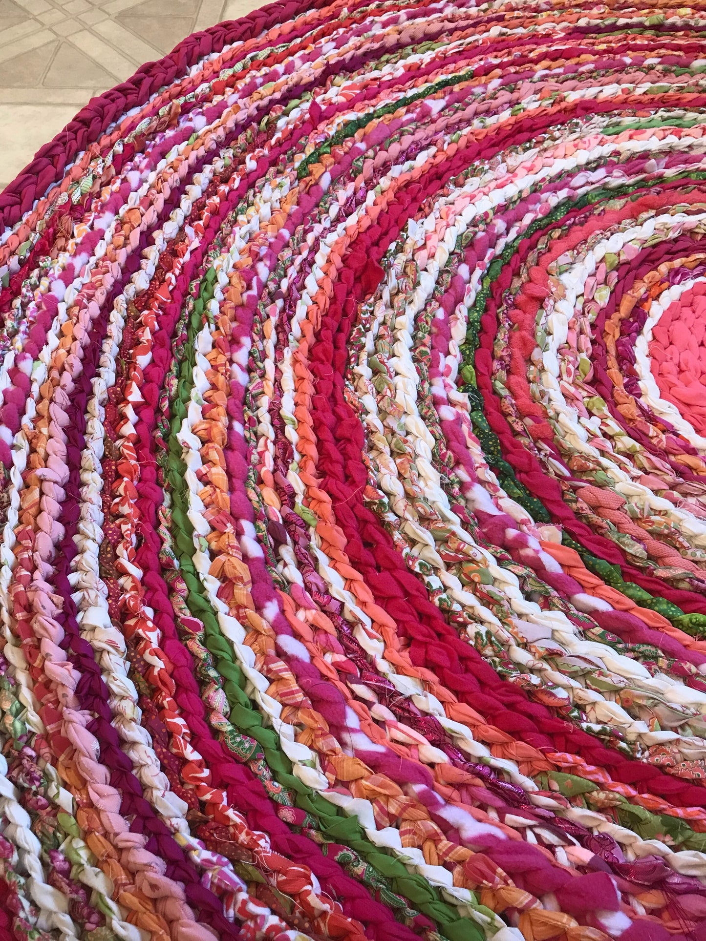 Juicy Watermelon colors Handmade Rag Rug