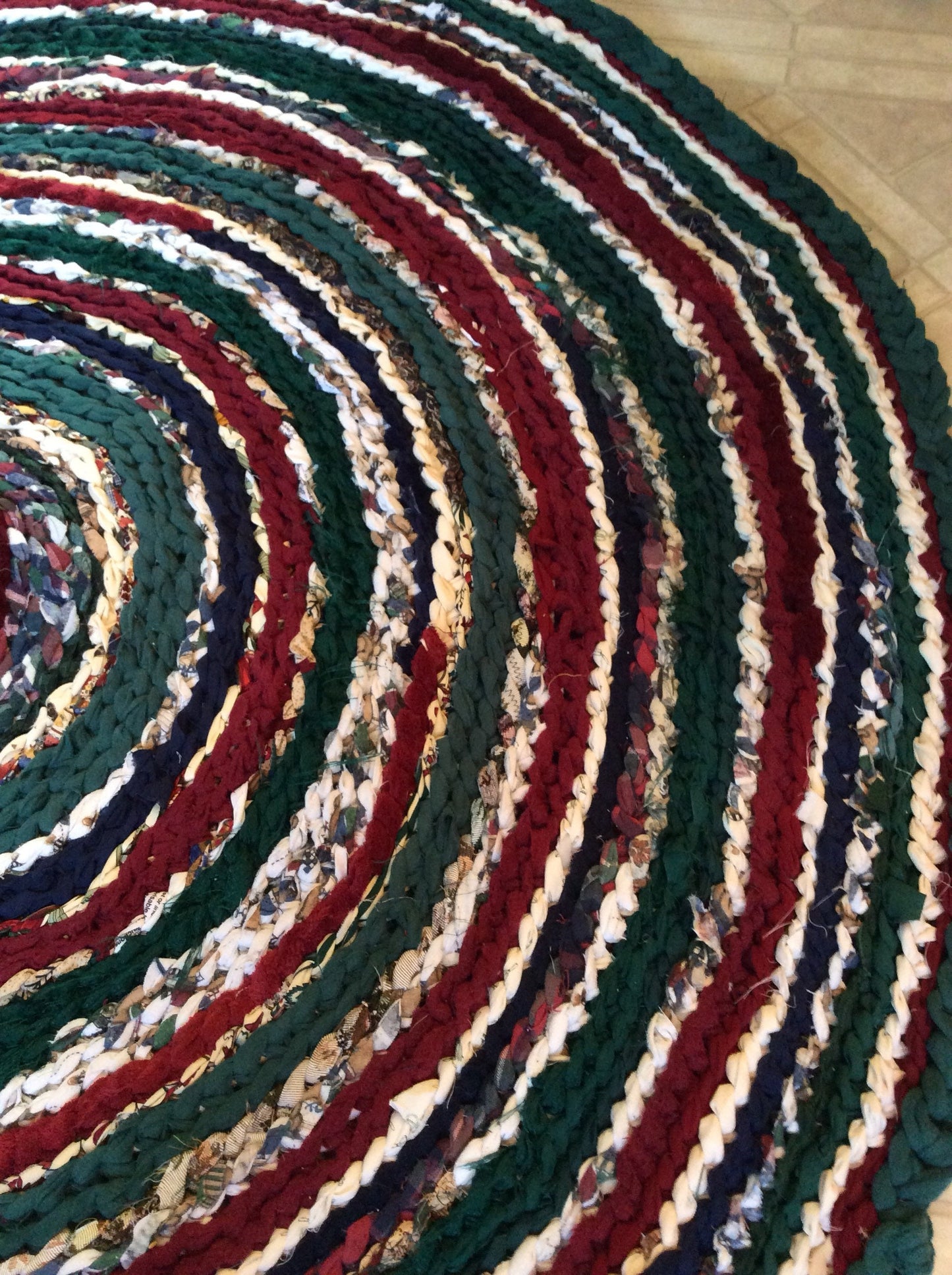 Country Christmas Themed Handmade Rag Rug