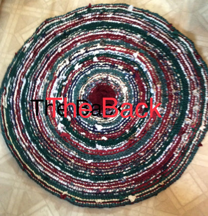 Country Christmas Themed Handmade Rag Rug