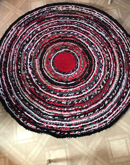 PRICE DROP 100% recycled materials Blackjack Inspired Handmade Rag Rug