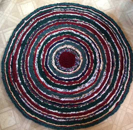 Country Christmas Themed Handmade Rag Rug