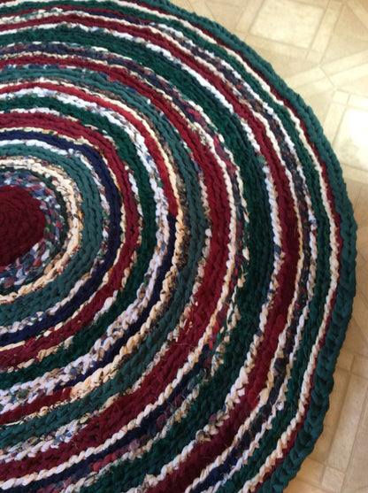 Country Christmas Themed Handmade Rag Rug