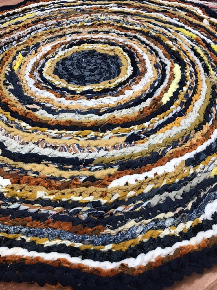 Navy and Bronze Handmade Rag Rug