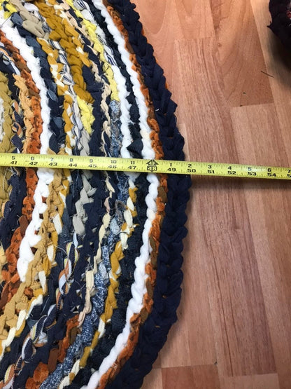 Navy and Bronze Handmade Rag Rug