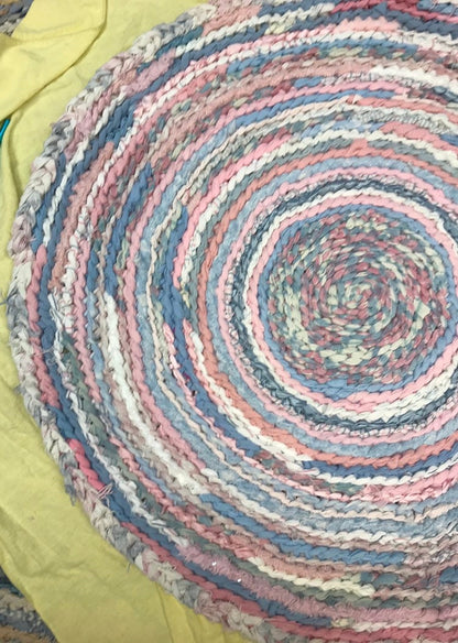 Baby Blues and Pinks Handmade Rag Rug