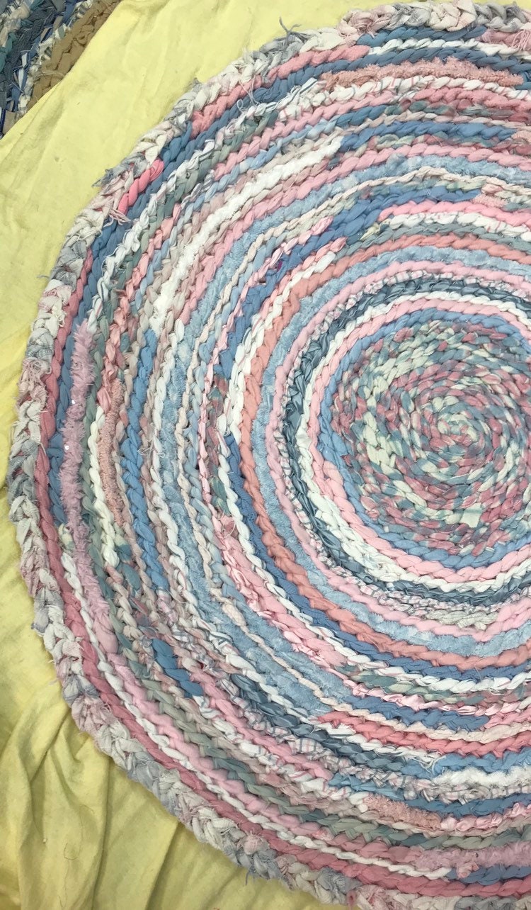 Baby Blues and Pinks Handmade Rag Rug