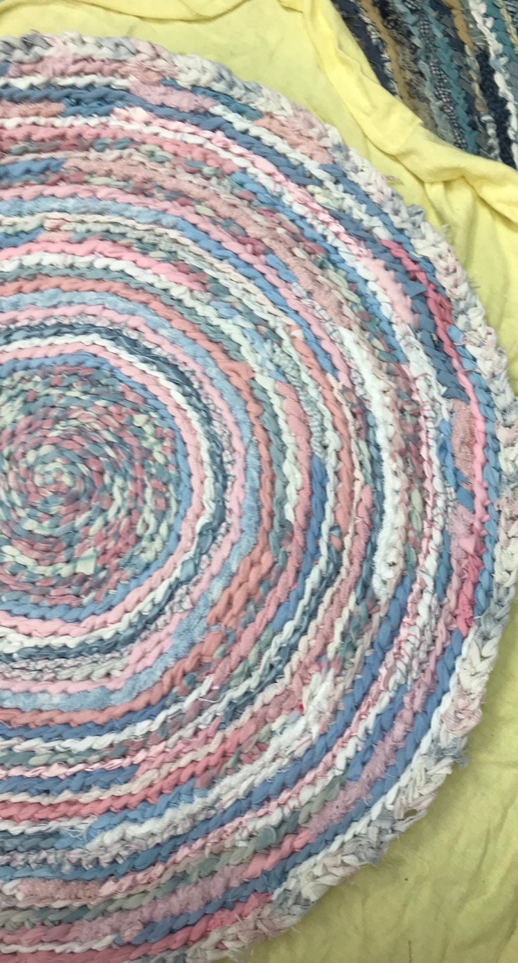 Baby Blues and Pinks Handmade Rag Rug