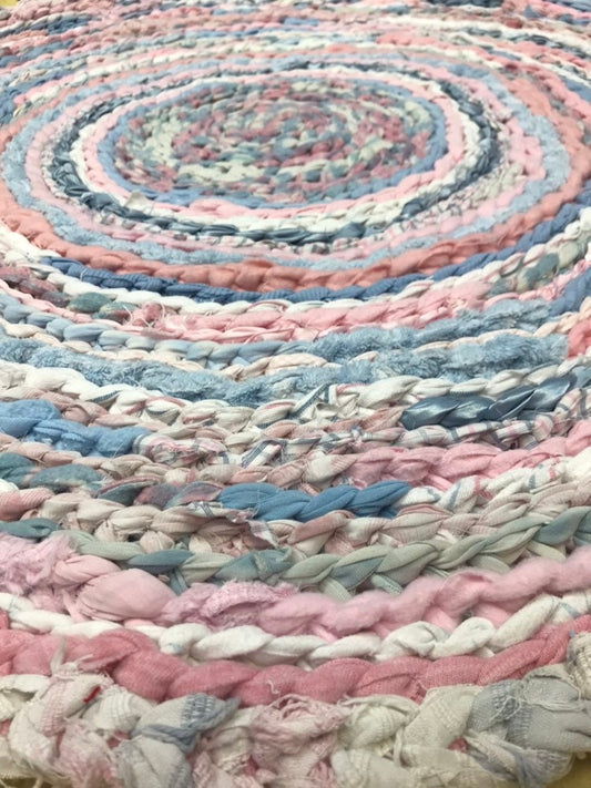 Baby Blues and Pinks Handmade Rag Rug