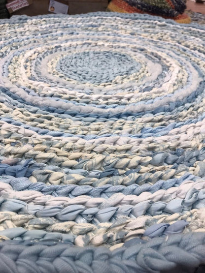 Pale Baby Blues Handmade Rag Rug