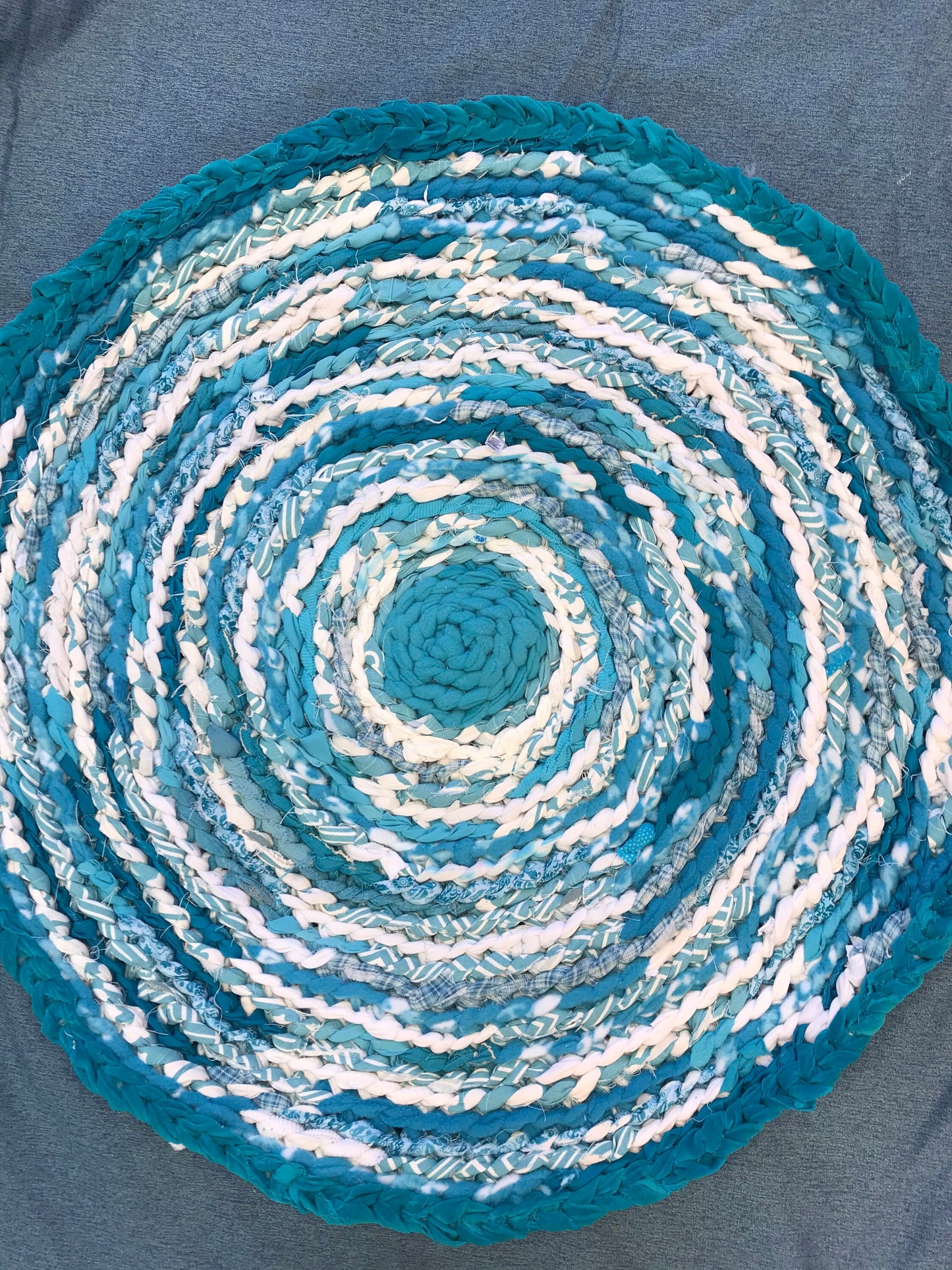 Tropical Turquoise Handmade Rag Rug