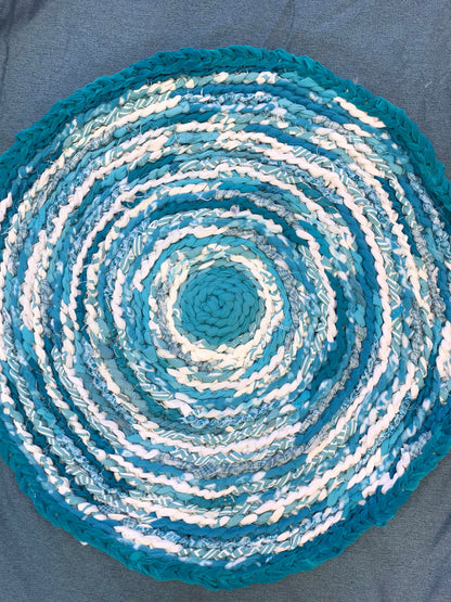 Tropical Turquoise Handmade Rag Rug