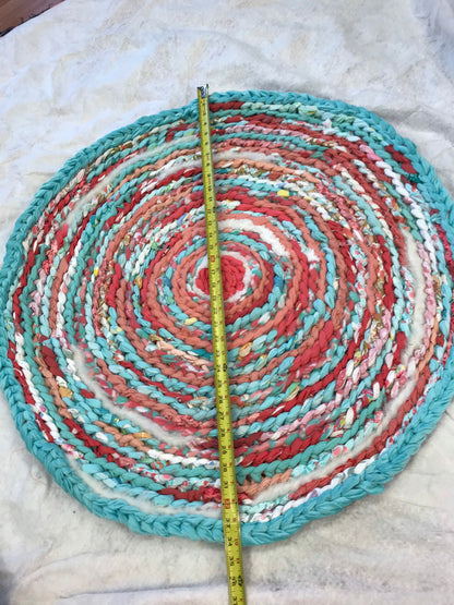 Coral Lotus inspired Small rag rug