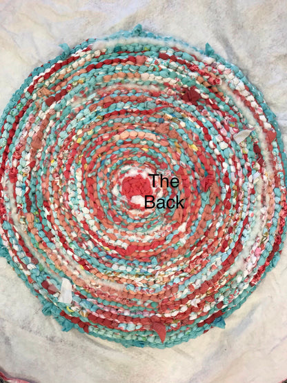 Coral Lotus inspired Small rag rug