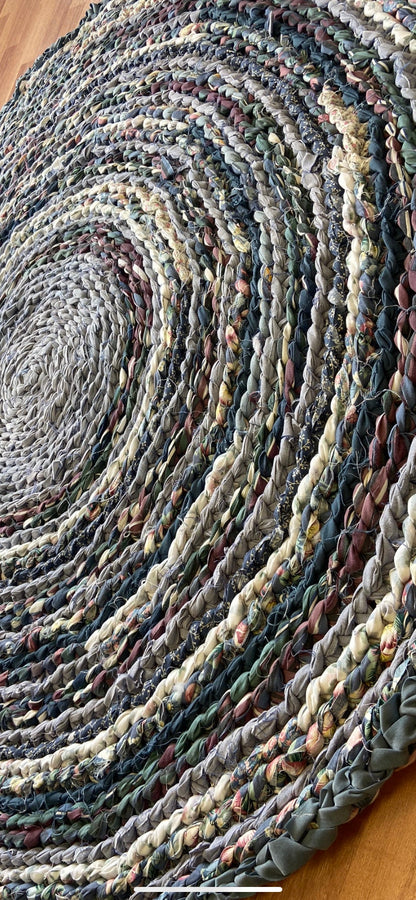 Country dusty blues Handmade Rag Rug