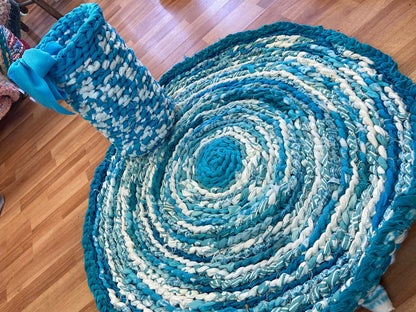 Tropical Turquoise Handmade Rag Rug